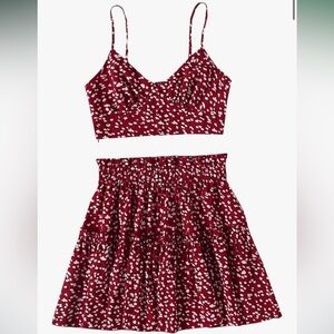 Red Floral Two-Piece Set